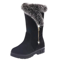 Fur Lining Metal Mia Calf Keep Warm Zipper Soft Snow Boots