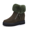 Fur Zipper Heel Increasing Ankle Lining Flat Boots