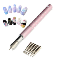 Gel Flower Nail Art Design Pen Painting Drawing Salon Manicure DIY Tools With 5 Heads