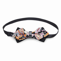 Gentleman Angle Type Double Bow Tie Flower Print British Style Bueinessman Neck Bow Tie