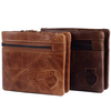 Genuine Leather 6 Card Slots Trifold Wallet For Men