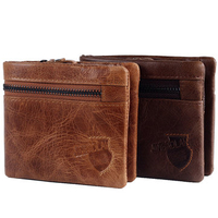 Genuine Leather 6 Card Slots Trifold Wallet For Men