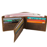 Genuine Leather 9 Card Slots Bifold Wallet Vintage First Layer Of Leather Card Package Purse For Men