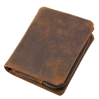 Genuine Leather Bifold Wallet Casual Vintage 10 Card Slots Removable Coin Bag Card Package For Men