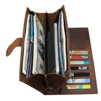 Genuine Leather Bifold Wallet Vintage Casual 17 Card Slots Card Pack Purse For Men