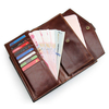 Genuine Leather Business Wallet 20 Card Slots Card Holder Phone Bag For Men