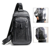 Genuine Leather Chest Bag Crocodile Casual Vintage Crossbody Bag For Men
