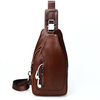 Genuine Leather Chest Bag Solid Multi Pocket Crossbody Bag Shoulder Bag For Men