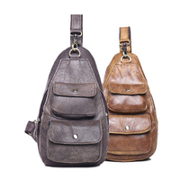 Genuine Leather Chest Bag Vintage Crossbody Bag Nubuck Shoulder Bag For Men