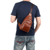 Genuine Leather Chest Bag With Earphone Hole Casual Vintage Single-shoulder Crossbody Bag For Men