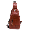 Genuine Leather Chest Bag With Earphone Hole Retro Casual Single-shoulder Crossbody Bag For Men