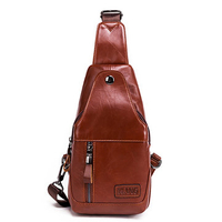 Genuine Leather Chest Bag With Earphone Hole Retro Casual Single-shoulder Crossbody Bag For Men