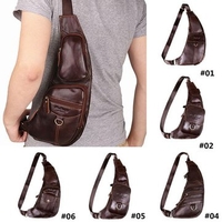 Genuine Leather Crossbody Bag Cowhide Shoulder Bag Casual Chest Bag For Men