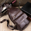 Genuine Leather Crossbody Bag Solid Multi Pocket Shoulder Bag Chest Bag For Men