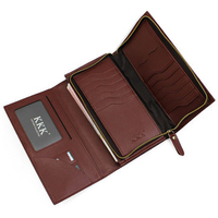 Genuine Leather Long Business Wallet Card Holder Coin Bag Phone Bag For Men
