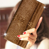 Genuine Leather Long Wallet Alligator Print Purse Card Holder