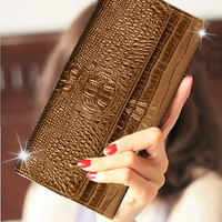 Genuine Leather Long Wallet Alligator Print Purse Card Holder