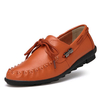 Genuine Leather Metal Lace Up Pure Color Soft Loafers