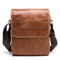 Genuine Leather Sling Bag Solid Vintage Crossbody Bag Shoulder Bag For Men
