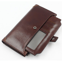 Genuine Leather Vintage Wallet Long 16 Card Holders Phone Bag Coin Bag For Men