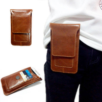 Genuine Leather Waist Bag 3 Card Holders Casual Outdoor Hanging Bag For Men
