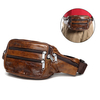 Genuine Leather Waist Bag Vintage Solid Chest Bag Big Capacity Crossbody Bag For Men