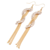 Geometric Letters Rhinestone Tassel Crystal Earrings