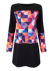 Geometric Pattern Patchwork Long Sleeve Straight Dress