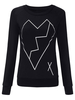 Geometric Print Long Sleeve Street Casual Women T-Shirt