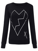 Geometric Print Long Sleeve Street Casual Women T-Shirt