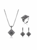 Geometry Jewelry Set Alloy Rhinestone Square Necklace Earrings Kit