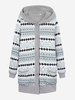 Geometry Print Long Sleeve Single Breasted Warm Hooded Women Casual Coat