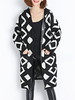 Geometry Printed Hoodie Casual Long Sleeve Long Knit Women Cardigan
