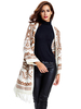 Geometry Printed Tassel Knit Casual Loose Women Cardigan
