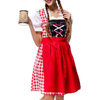 German Oktoberfest Clothing Cosplay Bavaria Traditional Maid Red Fluffy Lattice Costumes