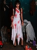 Ghost Blood Splatter Dead Sash Sleeveless Halloween Costumes Women Dress