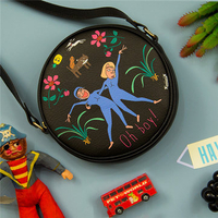 Girl PU Leather Crossbody Bag Cartoon Funny Casual Shoulder Bag