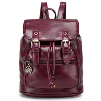 Girls PU Leather Backpack High-End Retro Shoulder Bag Leisure Student Backpack