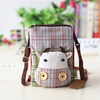 Girls Cute Cow Head Shape Canvas Crossbody Bag Portable Clutches Bag