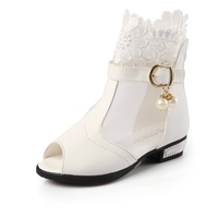 Girls Pearl Wide Fit Heels High Tops Peep Toe Soft Lace Breathable Shoes