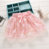 Glitter Print Bowknot Pleated Yarn Skirt For Children Girls