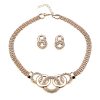 Gold Collar Necklace Earrings Bracelet Ring Jewelry Set