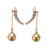 Gold Plated Crystal Pearl Long Tassel Drop Earrings