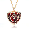 Gold Plated Heart Shaped Big Red Crystal Pendant Necklace