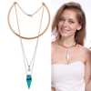 Golden Collar Zircon Five Angular Turquoise Pendant Separable Necklace