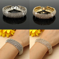 Gold/Silver Plated Rhinestone Crystal Cuff Bracelet
