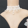 Gothic Retro White Lace Collar Pearl Pendant Bride Necklace Wedding Bridal Accessories