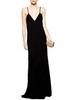 Graceful Sexy Backless Deep V-Neck Chiffon Black Dress