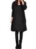 Gracila Asymmetrical Hem Slit Front Design Long Sleeve Loose Dress
