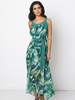 Gracila Bohemian Feather Print Sleeveless Loose Chiffon Dresses For Women